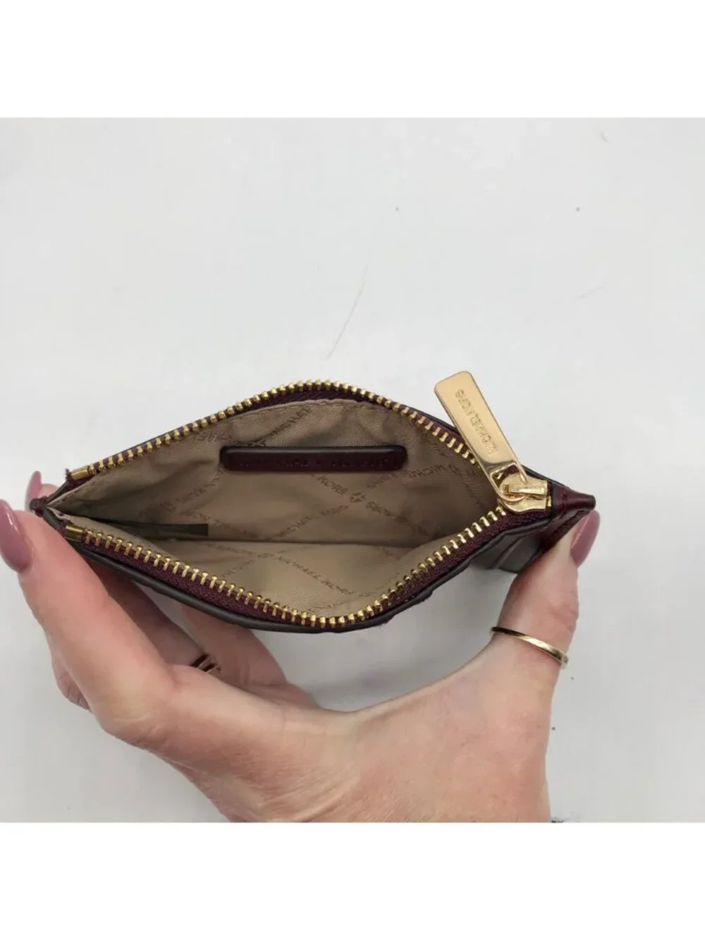 Michael Kors Oxblood Croc Embossed Leather Card Holder